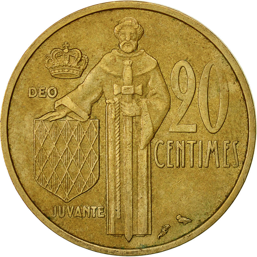 Moneta, Monaco, Rainier III, 20 Centimes, 1962, EF(40-45), Aluminium-Brąz