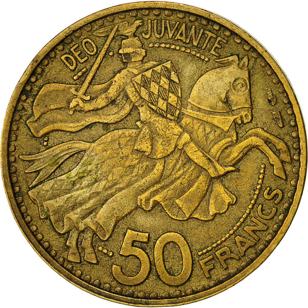 Coin, Monaco, Rainier III, 50 Francs, Cinquante, 1950, EF(40-45)