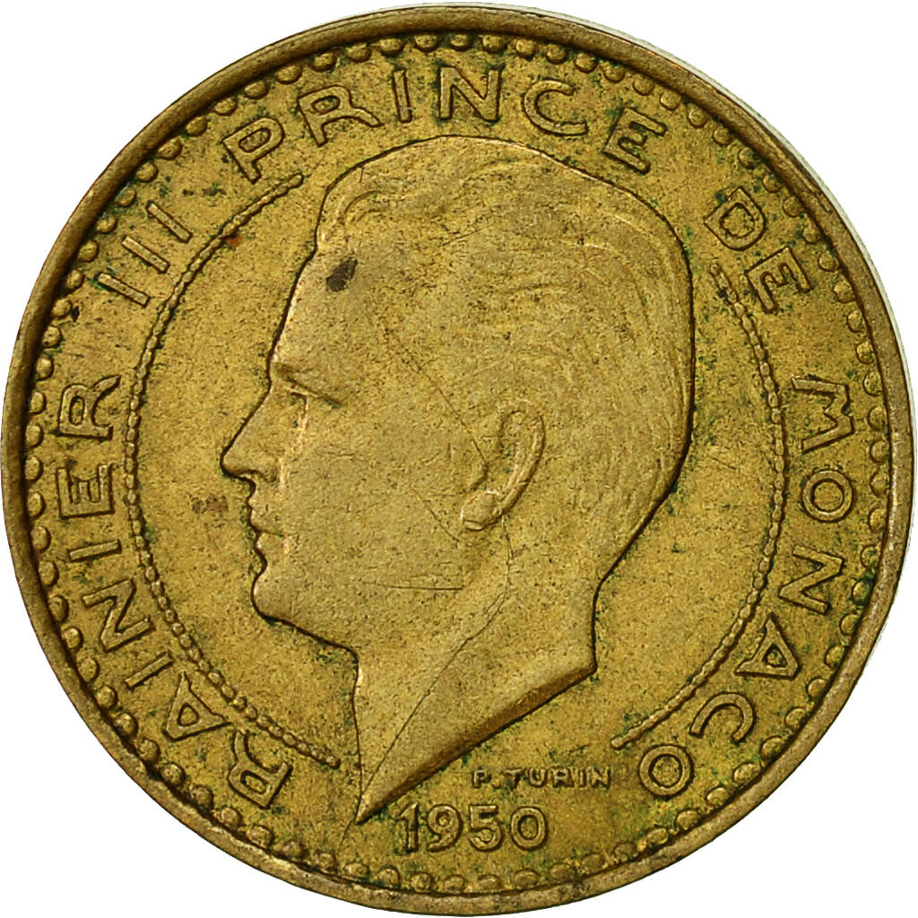 Coin, Monaco, Rainier III, 10 Francs, 1950, EF(40-45), Aluminum-Bronze, KM:130