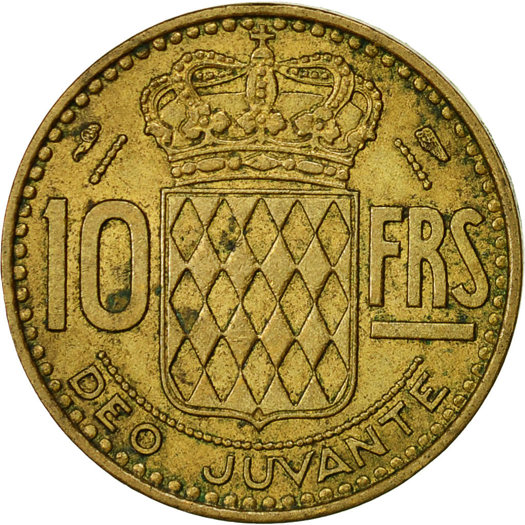 Coin, Monaco, Rainier III, 10 Francs, 1950, EF(40-45), Aluminum-Bronze, KM:130