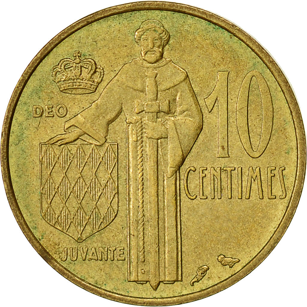 Moneta, Monaco, Rainier III, 10 Centimes, 1974, EF(40-45), Aluminium-Brąz
