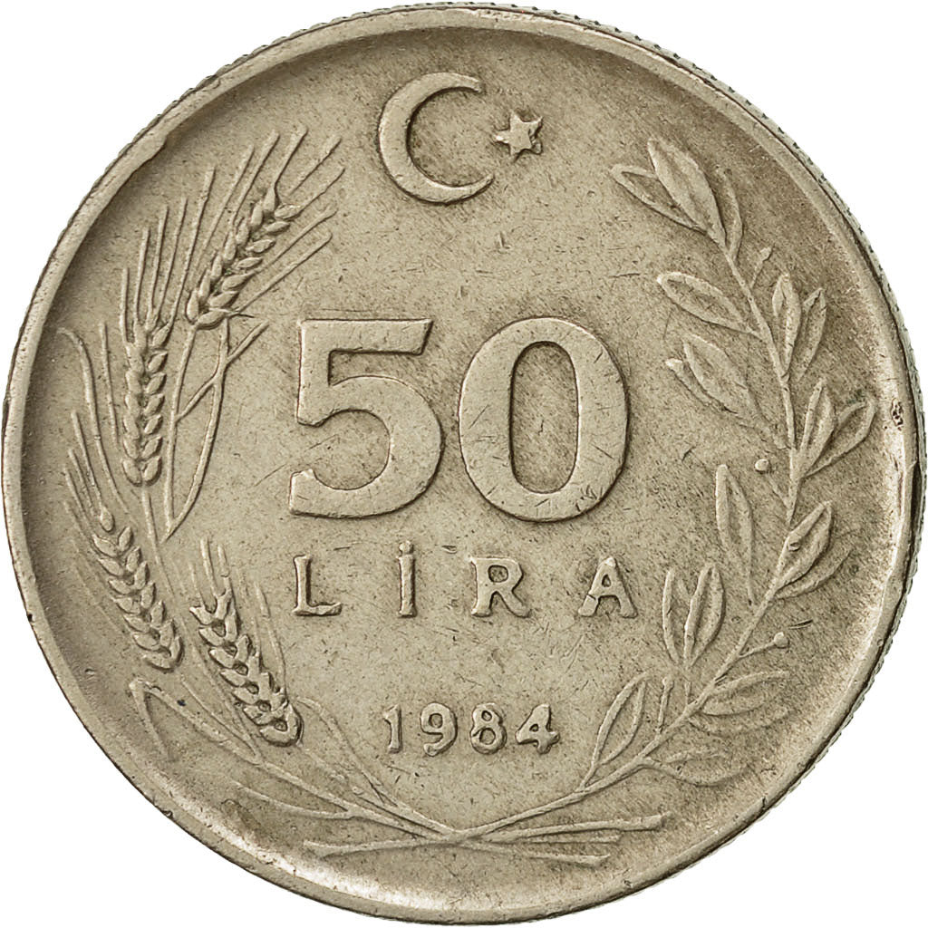 Moneta, Turchia, 50 Lira, 1984, BB, Rame-nichel-zinco, KM:966