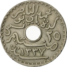 Coin, Tunisia, Muhammad al-Nasir Bey, 25 Centimes, 1918, Paris, AU(50-53)