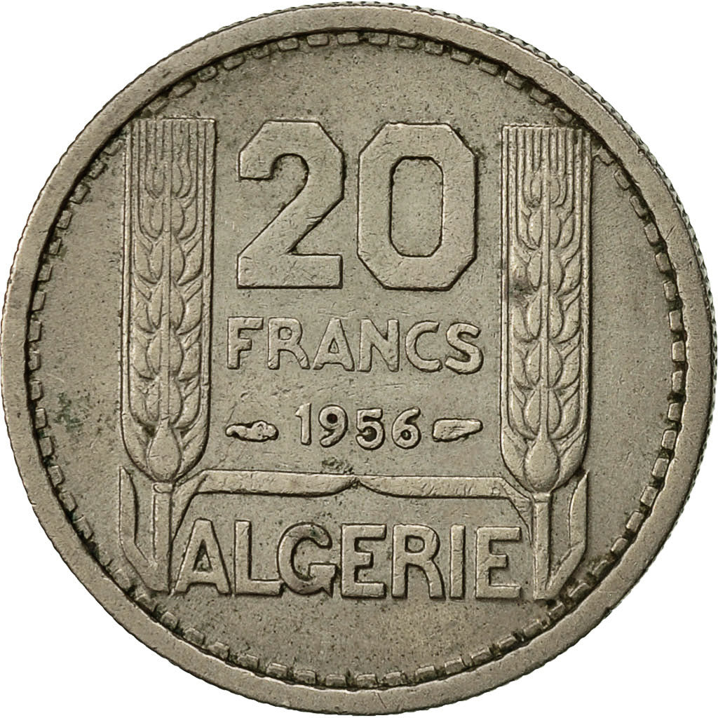 Coin, Algeria, 20 Francs, 1956, Paris, EF(40-45), Copper-nickel, KM:91