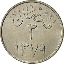 Coin, Saudi Arabia, UNITED KINGDOMS, 2 Ghirsh, 1959, EF(40-45), Copper-nickel