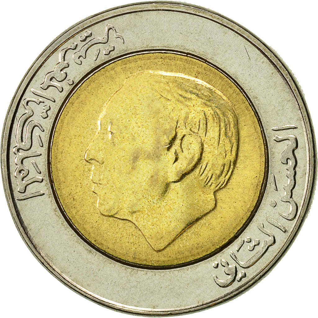 Coin, Morocco, al-Hassan II, 5 Dirhams, 1987, EF(40-45), Bi-Metallic, KM:82