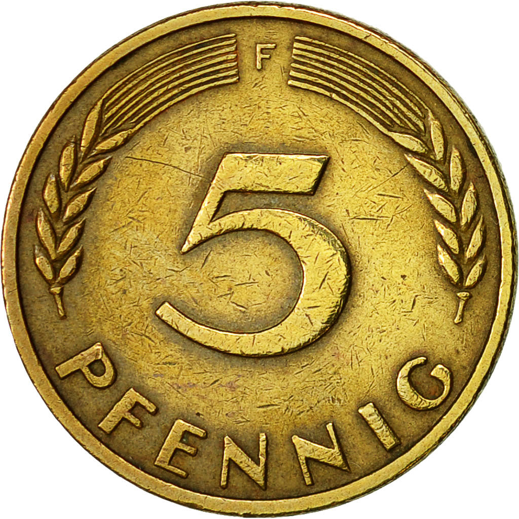 Moneda, ALEMANIA - REPÚBLICA FEDERAL, 5 Pfennig, 1950, Stuttgart, EBC, Latón