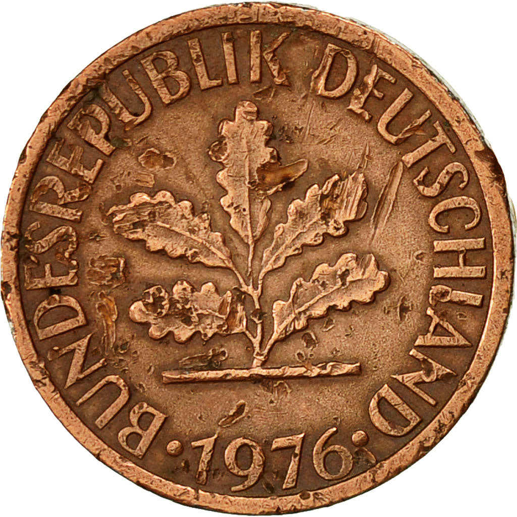 Monnaie, République fédérale allemande, Pfennig, 1976, Stuttgart, TB, Copper