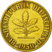 Moneda, ALEMANIA - REPÚBLICA FEDERAL, 10 Pfennig, 1950, Munich, EBC, Latón