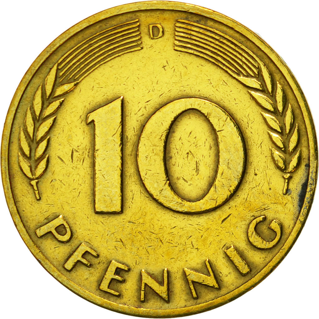 Moneta, Niemcy - RFN, 10 Pfennig, 1950, Munich, AU(55-58), Mosiądz powlekany