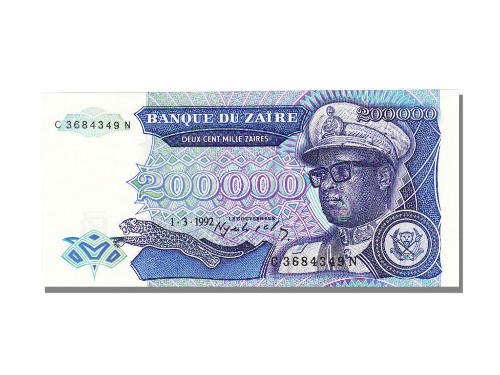Banknote, Zaire, 200,000 Zaïres, 1992, 1992-03-01, UNC(65-70)