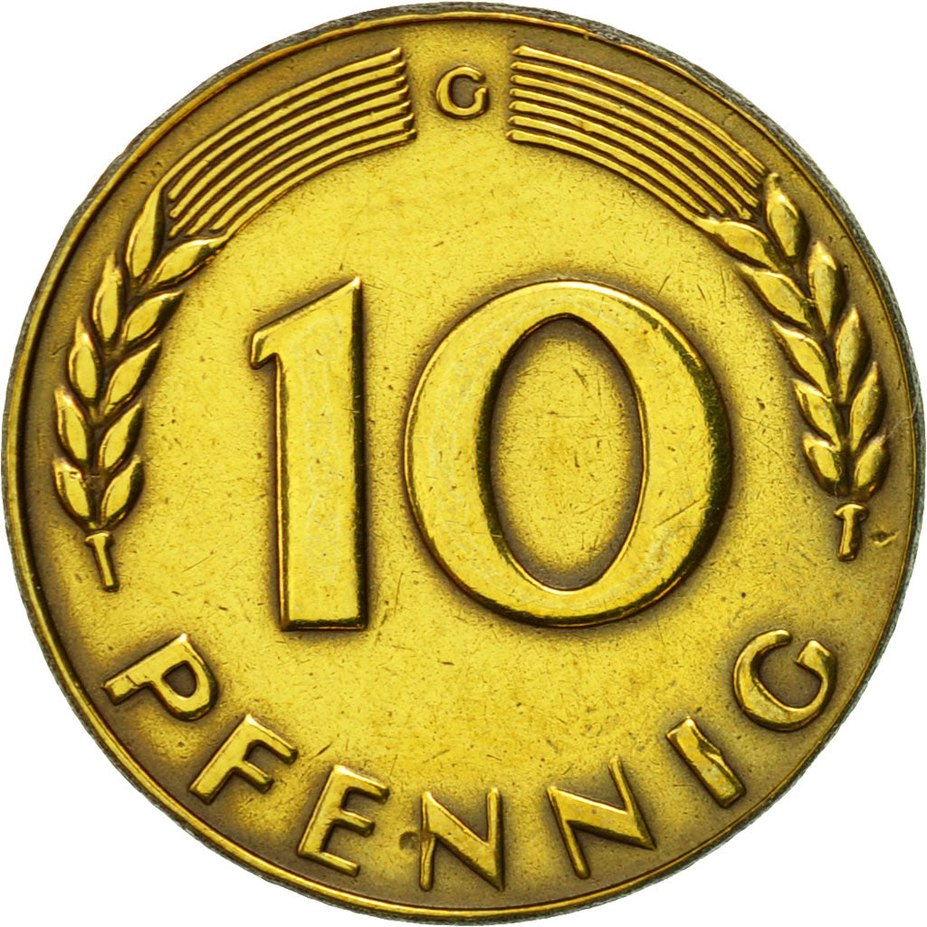 Monnaie, République fédérale allemande, 10 Pfennig, 1949, Karlsruhe, TB