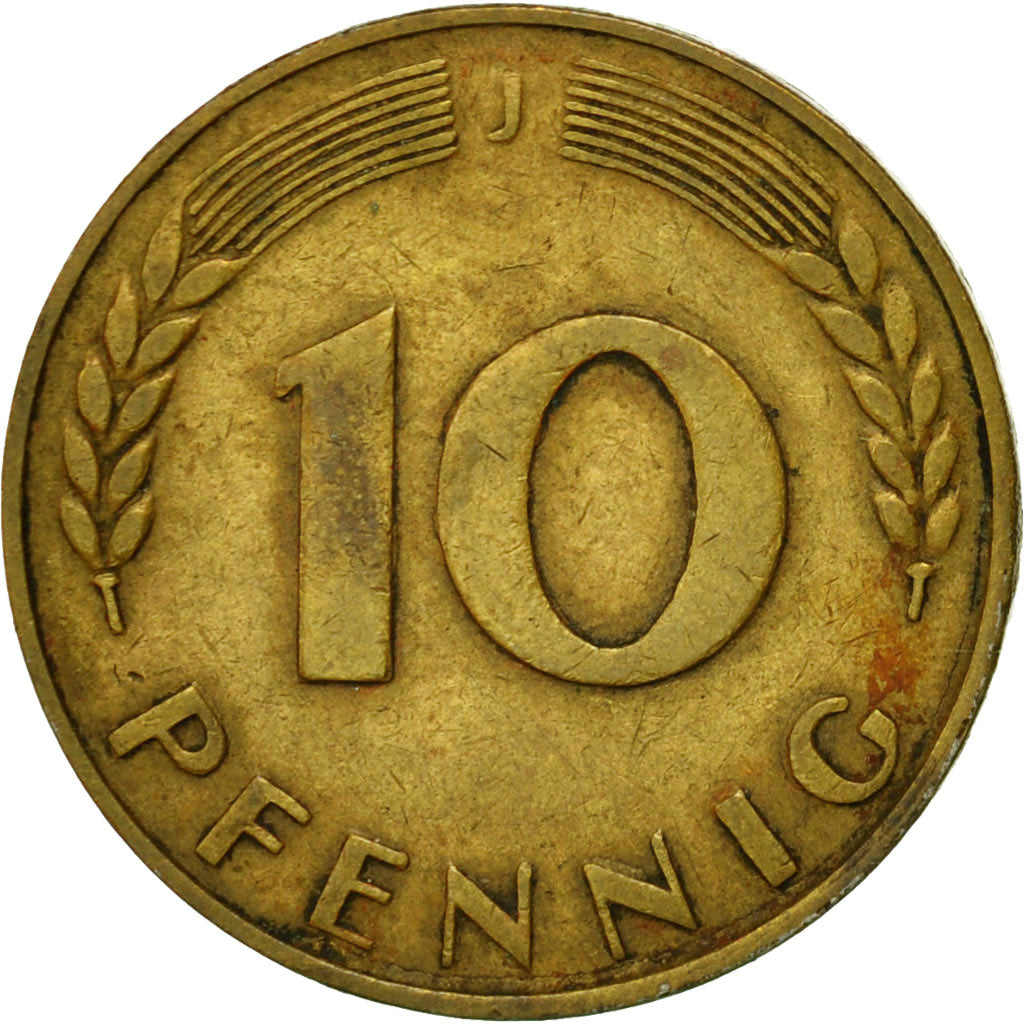 Moneta, GERMANIA - REPUBBLICA FEDERALE, 10 Pfennig, 1949, Hambourg, MB, Acciaio