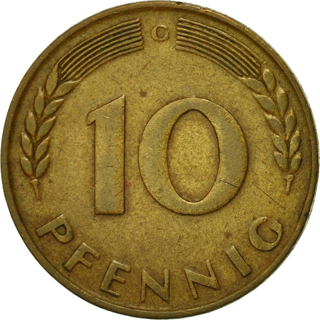 Münze, Bundesrepublik Deutschland, 10 Pfennig, 1949, Karlsruhe, SS, Brass Clad