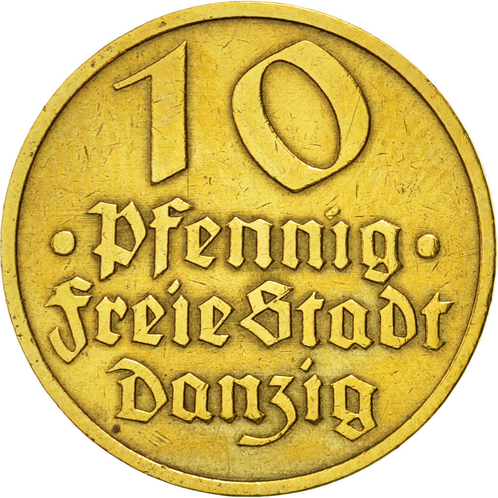 Coin, DANZIG, 10 Pfennig, 1932, AU(55-58), Aluminum-Bronze, KM:152