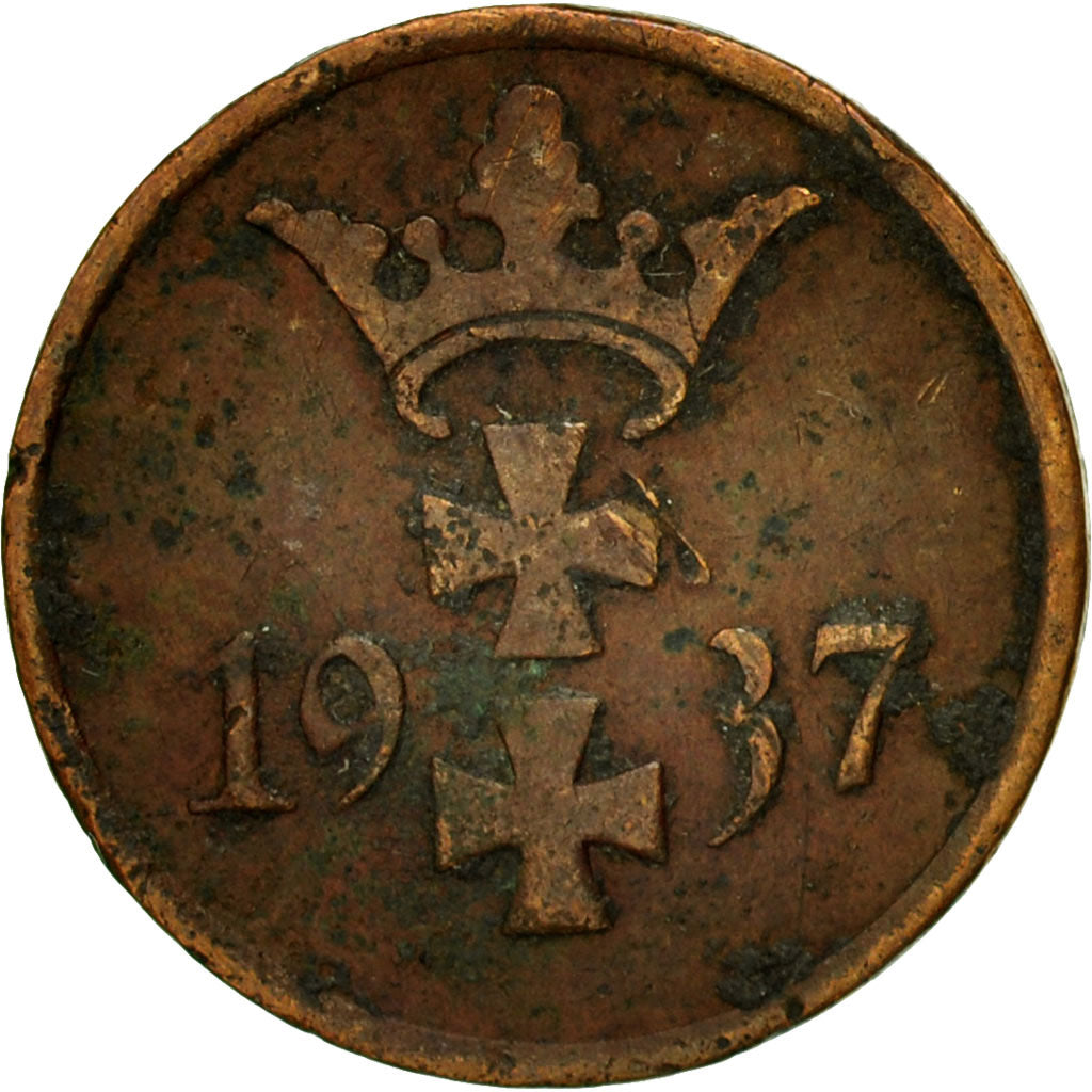 Coin, DANZIG, Pfennig, 1937, VF(20-25), Bronze, KM:140