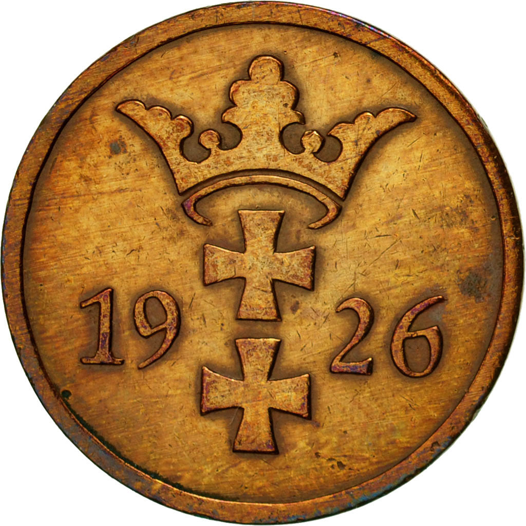 Coin, DANZIG, 2 Pfennig, 1926, VF(20-25), Bronze, KM:141