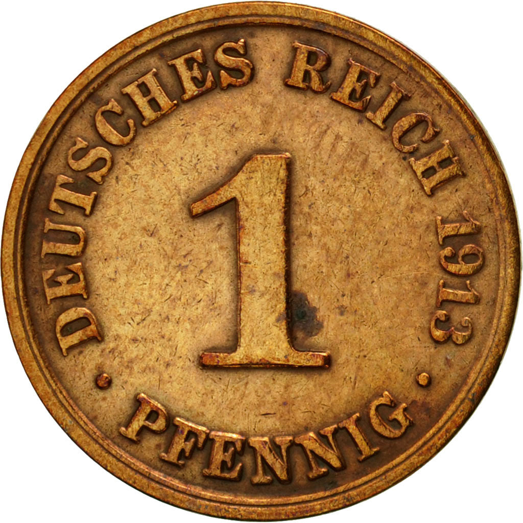 Moneta, GERMANIA - IMPERO, Wilhelm II, Pfennig, 1913, Berlin, BB, Rame, KM:10