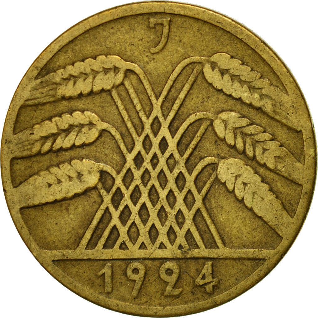 Moneta, NIEMCY, REP. WEIMARSKA, 10 Rentenpfennig, 1924, Hamburg, EF(40-45)