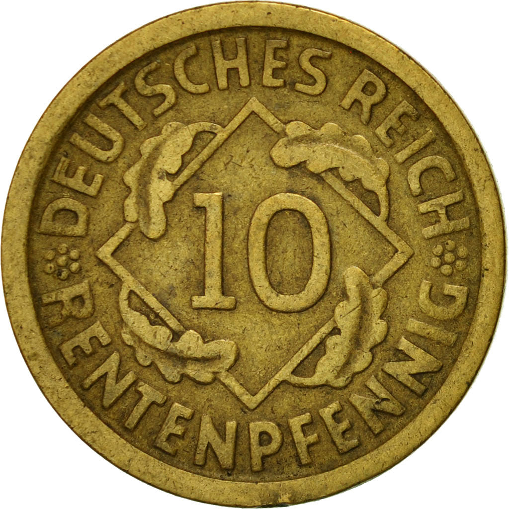 Moneta, NIEMCY, REP. WEIMARSKA, 10 Rentenpfennig, 1924, Hamburg, EF(40-45)