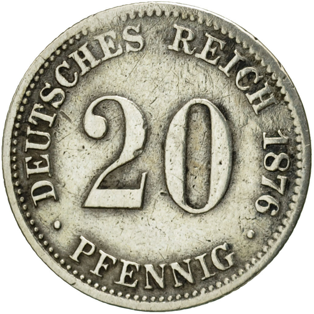 Moneta, GERMANIA - IMPERO, Wilhelm I, 20 Pfennig, 1876, Hamburg, BB, Argento