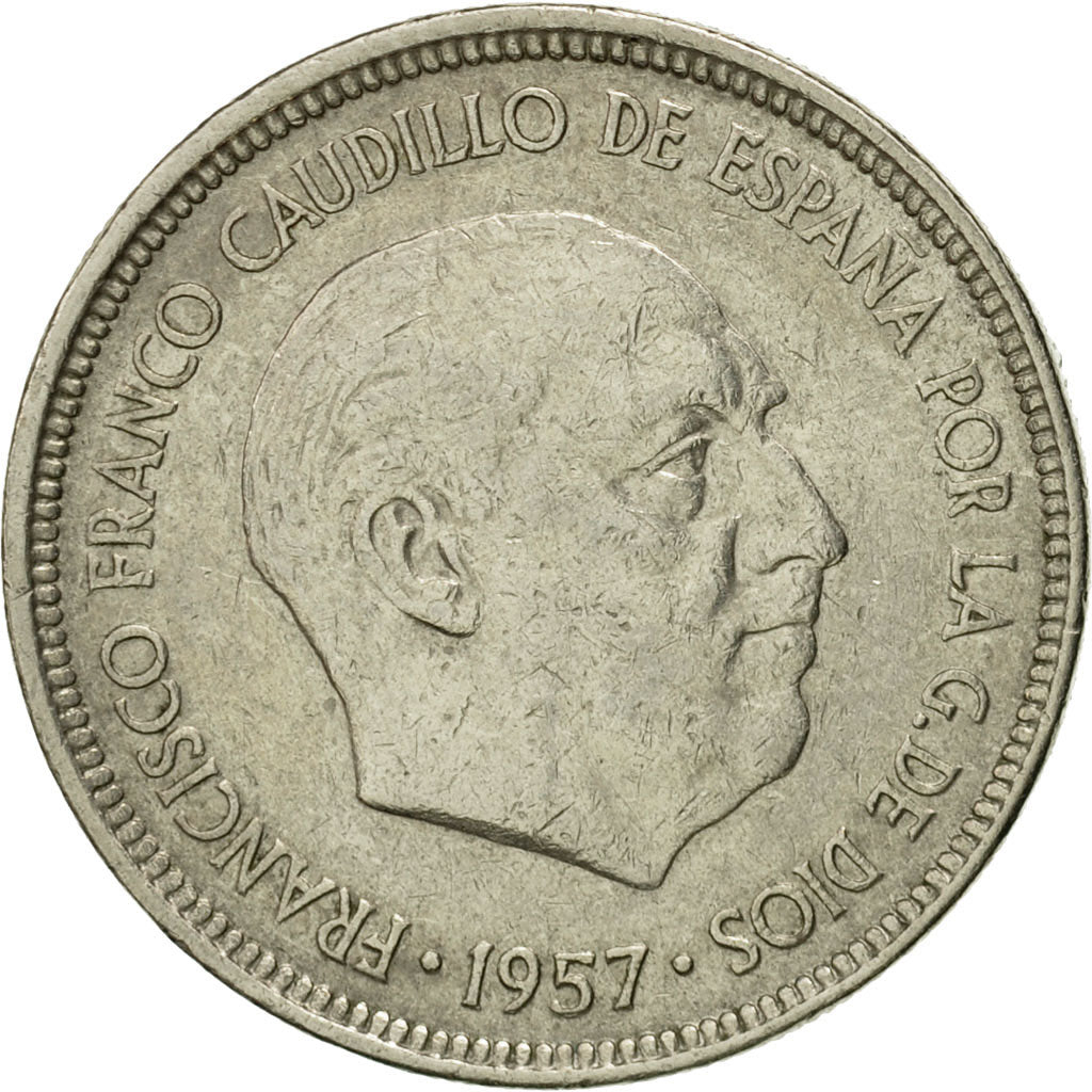 Coin, Spain, Caudillo and regent, 5 Pesetas, 1971, AU(55-58), Copper-nickel
