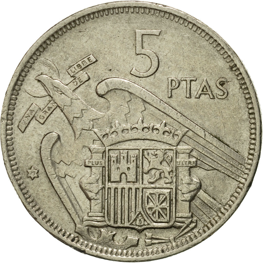 Coin, Spain, Caudillo and regent, 5 Pesetas, 1971, AU(55-58), Copper-nickel