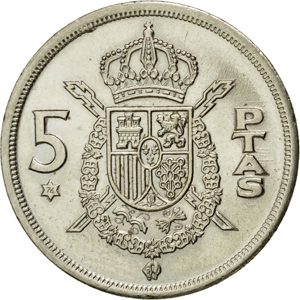 Münze, Spanien, Juan Carlos I, 5 Pesetas, 1976, VZ, Copper-nickel, KM:807