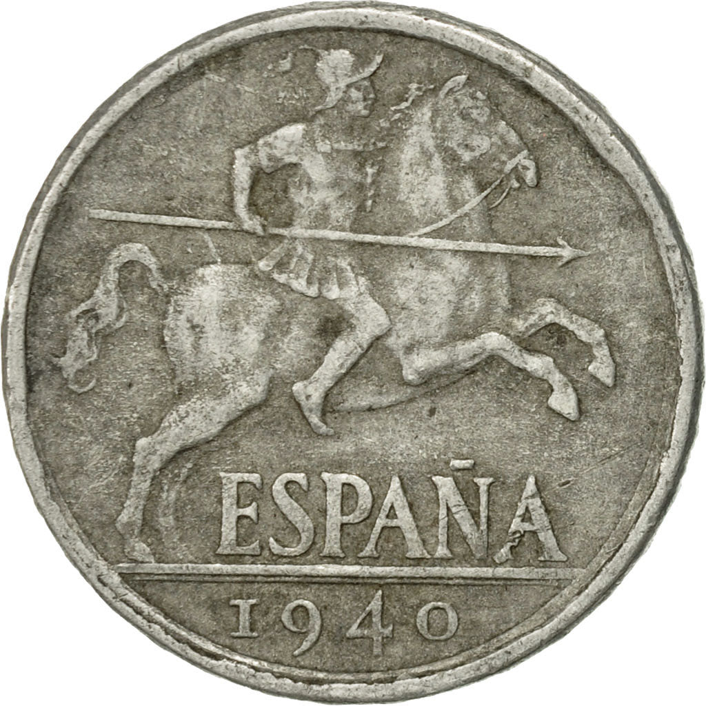 Coin, Spain, 10 Centimos, 1940, VF(20-25), Aluminum, KM:766
