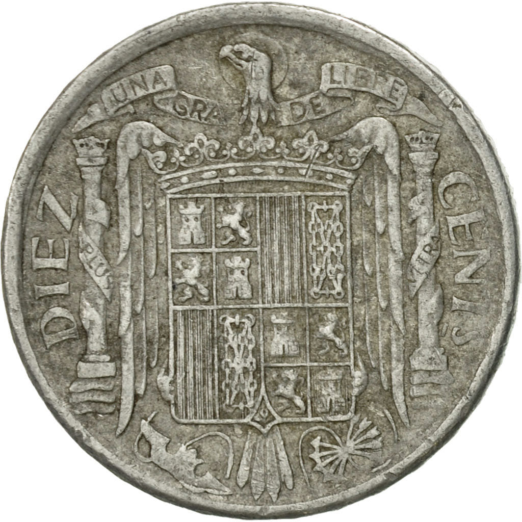 Coin, Spain, 10 Centimos, 1940, VF(20-25), Aluminum, KM:766