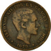 Coin, Spain, Alfonso XII, 10 Centimos, 1879, EF(40-45), Bronze, KM:675