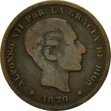 Coin, Spain, Alfonso XII, 5 Centimos, 1879, VF(20-25), Bronze, KM:674