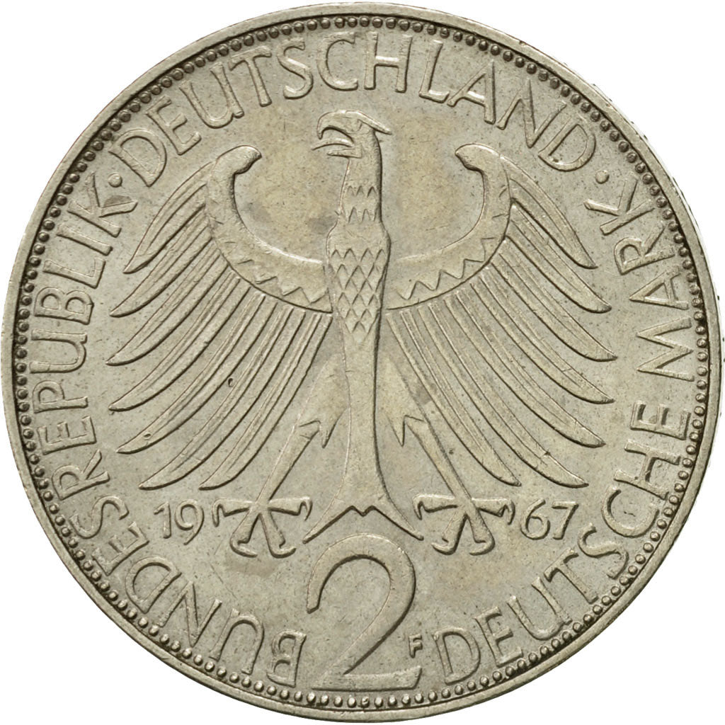 Coin, GERMANY - FEDERAL REPUBLIC, 2 Mark, 1967, Stuttgart, EF(40-45)