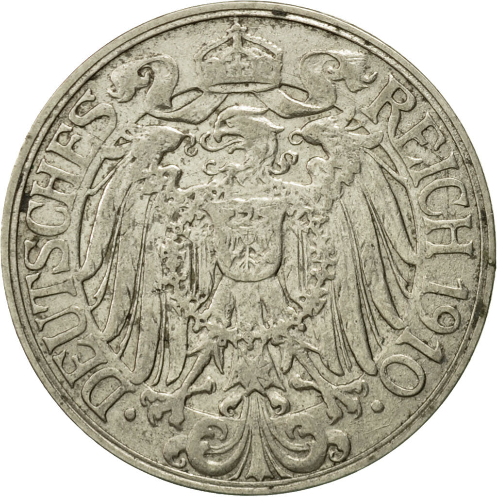 Coin, GERMANY - EMPIRE, Wilhelm II, 25 Pfennig, 1910, Stuttgart, EF(40-45)