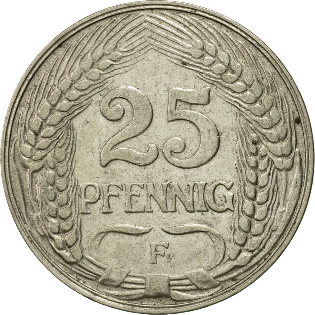 Coin, GERMANY - EMPIRE, Wilhelm II, 25 Pfennig, 1910, Stuttgart, EF(40-45)
