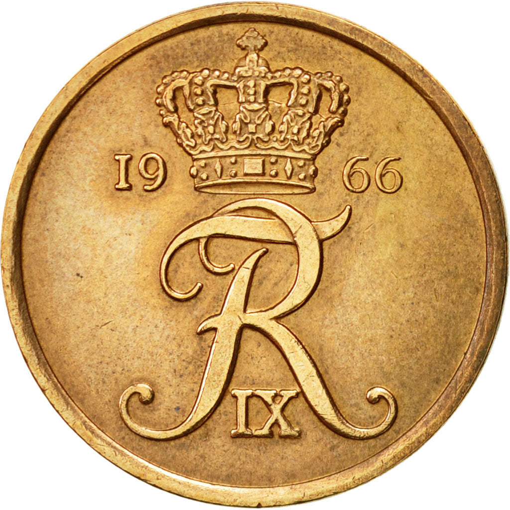Moneta, Danimarca, Frederik IX, 5 Öre, 1966, Copenhagen, BB, Bronzo, KM:848.1