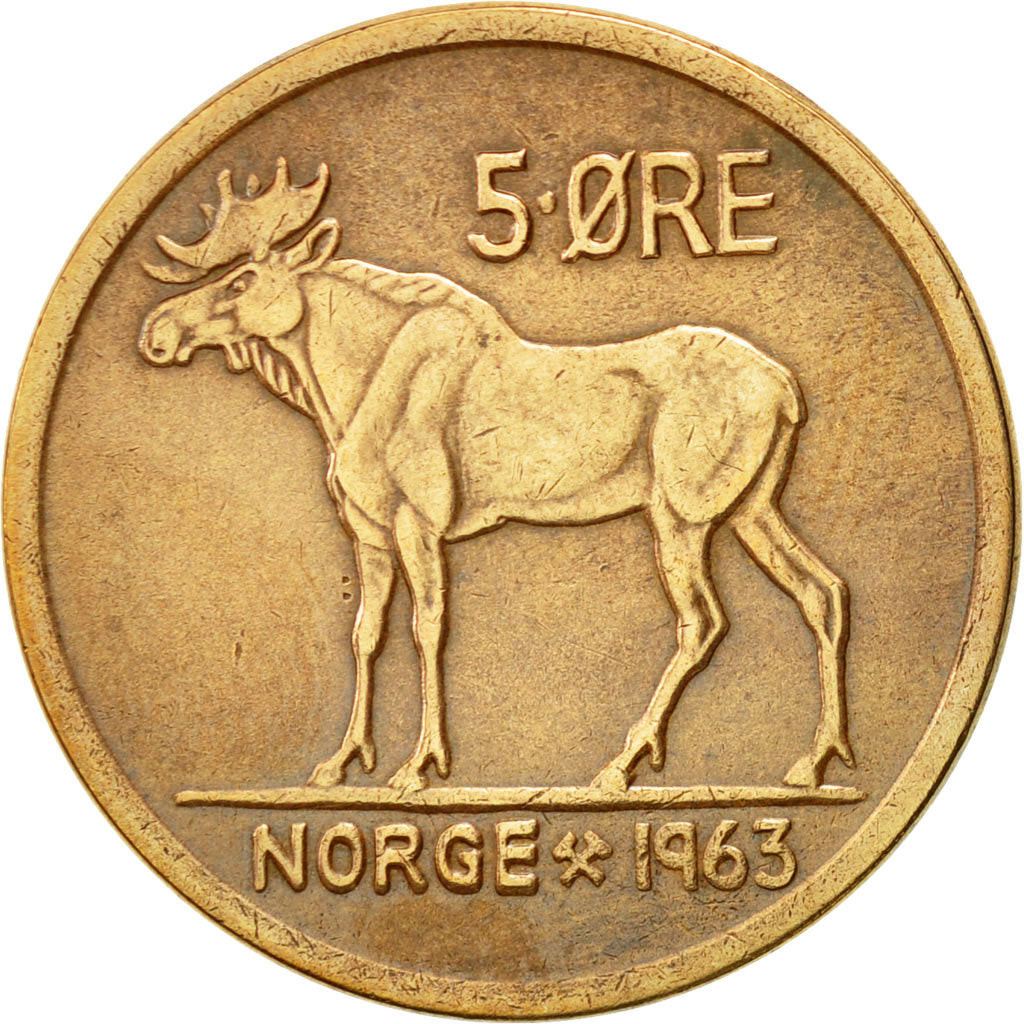 Moneta, Norvegia, Olav V, 5 Öre, 1963, SPL-, Bronzo, KM:405
