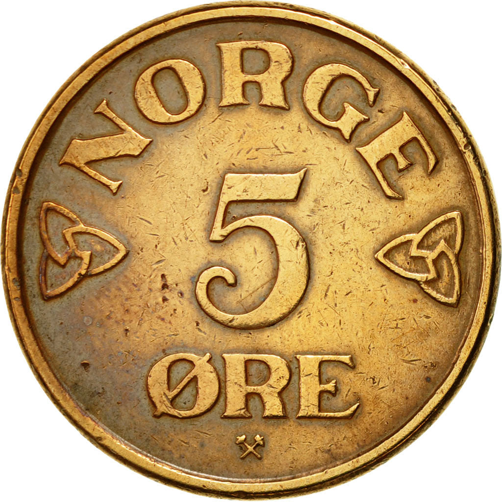 Coin, Norway, Haakon VII, 5 Öre, 1957, AU(55-58), Bronze, KM:400