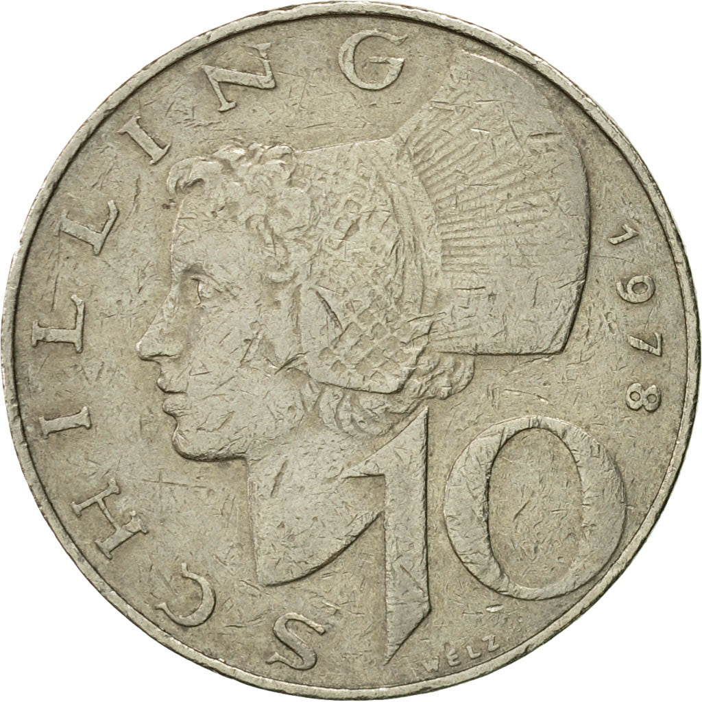 Coin, Austria, 10 Schilling, 1978, EF(40-45), Copper-Nickel Plated Nickel