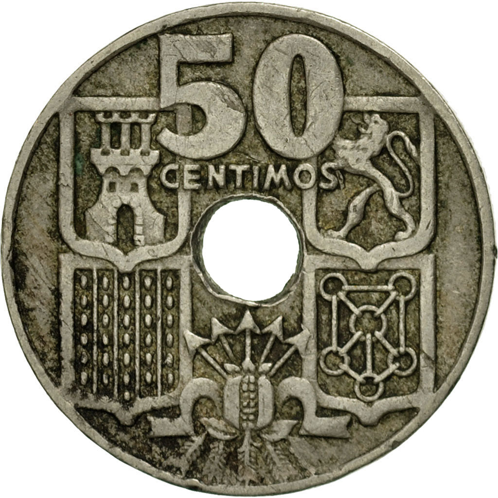 Coin, Spain, Francisco Franco, caudillo, 50 Centimos, 1951, EF(40-45)