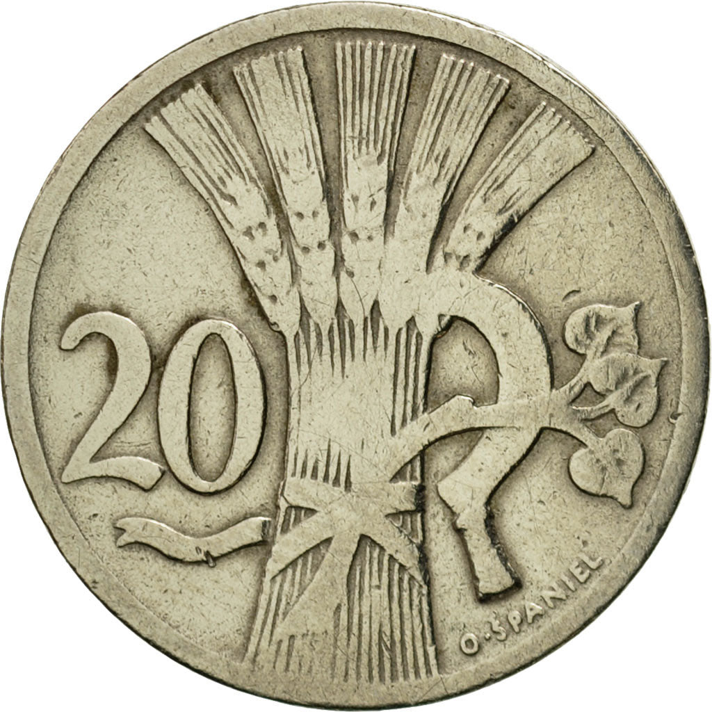 Coin, Czechoslovakia, 20 Haleru, 1921, AU(55-58), Copper-nickel, KM:1