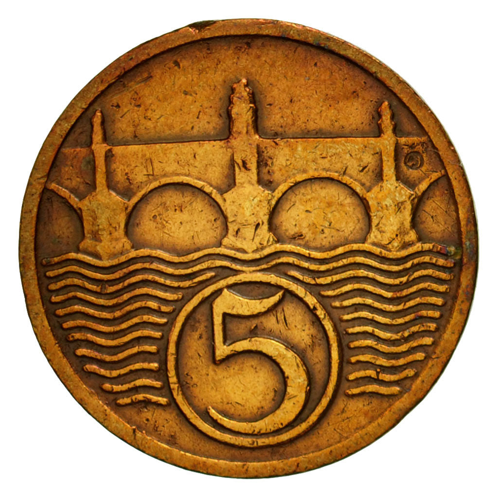 Coin, Czechoslovakia, 5 Haleru, 1931, AU(55-58), Bronze, KM:6