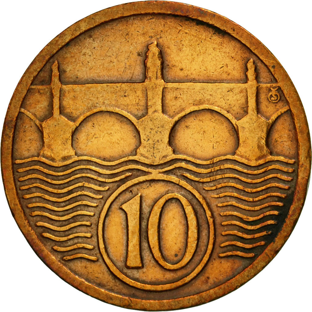 Coin, Czechoslovakia, 10 Haleru, 1925, AU(55-58), Bronze, KM:3