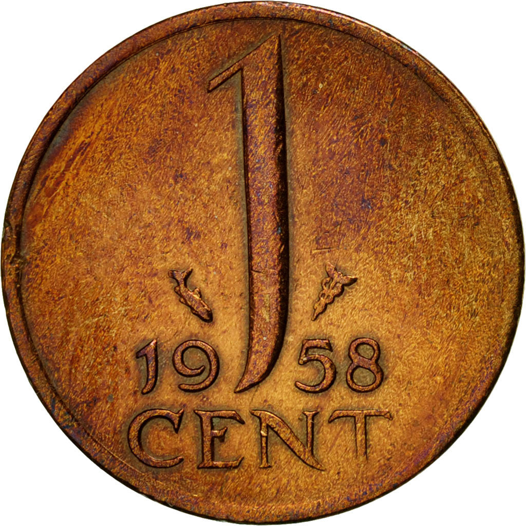 Moneda, Países Bajos, Juliana, Cent, 1958, EBC, Bronce, KM:180