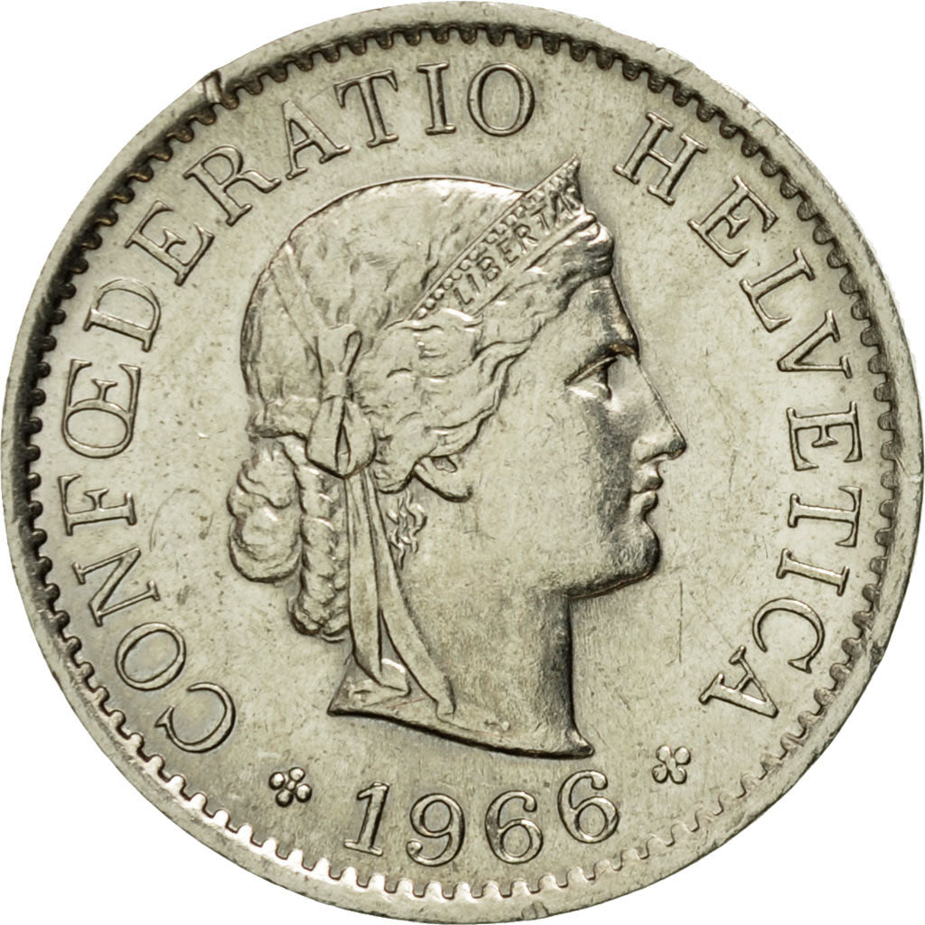 Münze, Schweiz, 5 Rappen, 1966, Bern, VZ, Copper-nickel, KM:26