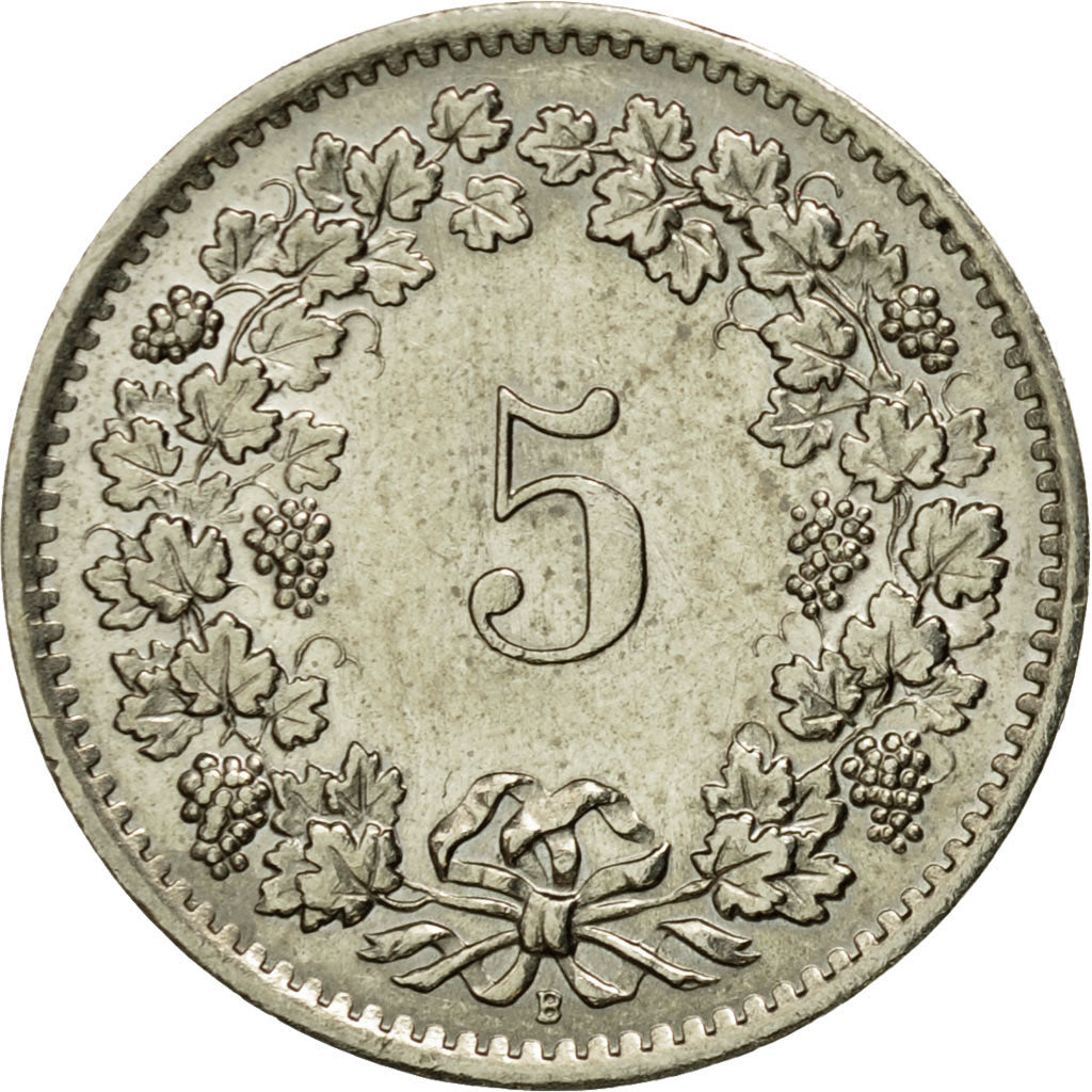 Münze, Schweiz, 5 Rappen, 1966, Bern, VZ, Copper-nickel, KM:26