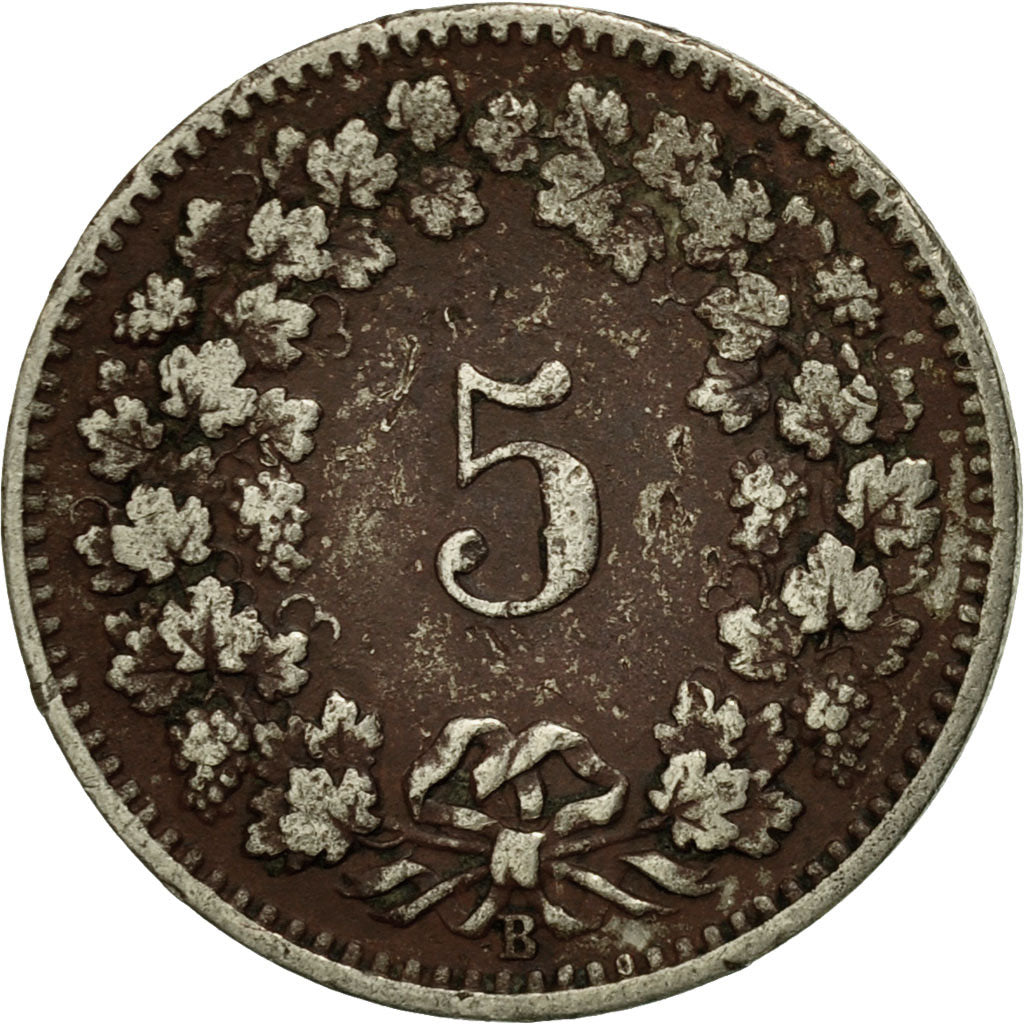 Moneta, Svizzera, 5 Rappen, 1897, Bern, MB, Rame-nichel, KM:26