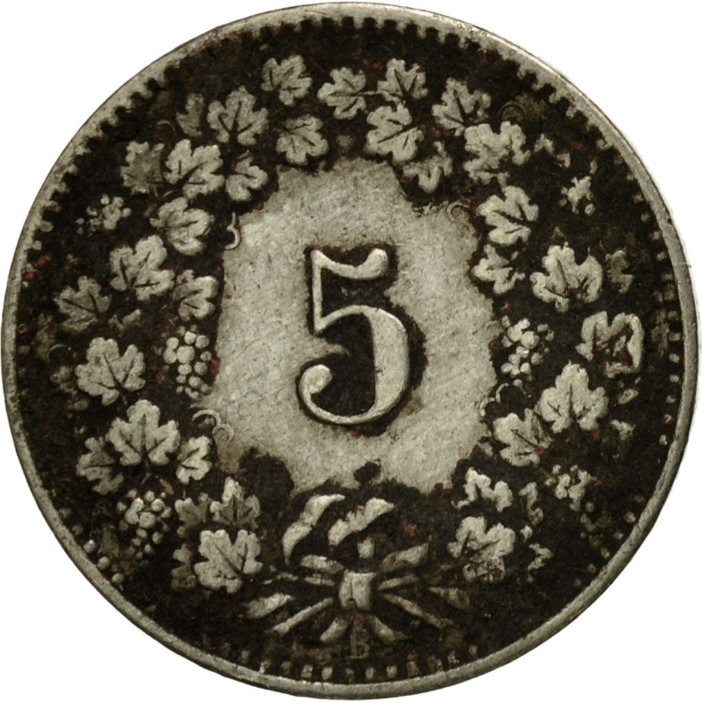 Moneta, Svizzera, 5 Rappen, 1890, Bern, MB, Rame-nichel, KM:26