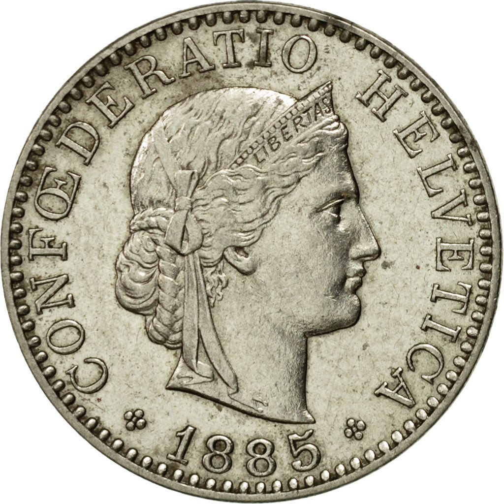 Münze, Schweiz, 20 Rappen, 1885, Bern, SS, Nickel, KM:29