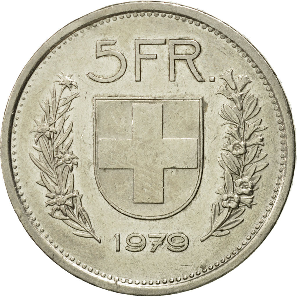 Coin, Switzerland, 5 Francs, 1979, Bern, EF(40-45), Copper-nickel, KM:40a.1